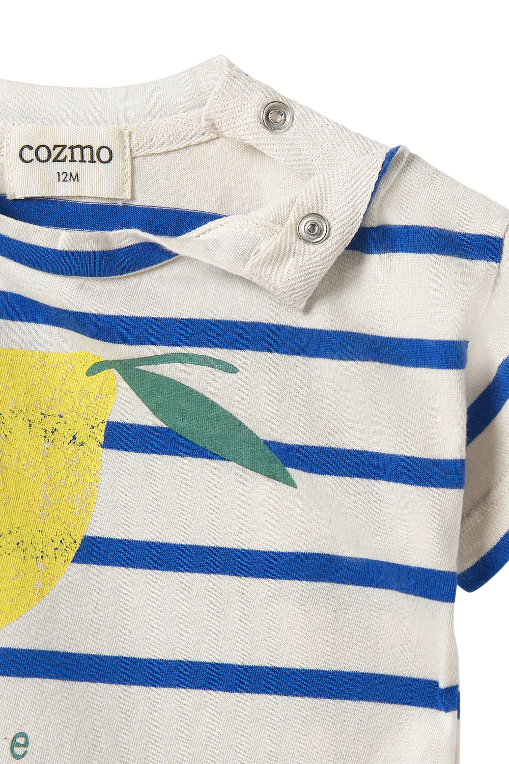 T-shirt ARAN avorio a righe blu, lemon pie, 100% cotone, Cozmo