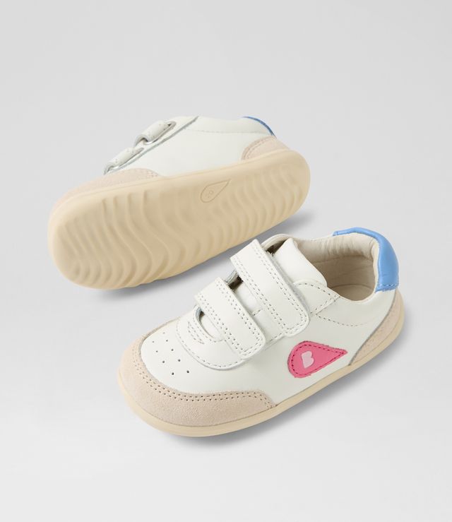 Bobux Step Up Champ scarpe primi passi in pelle, chalk white pink lemonade