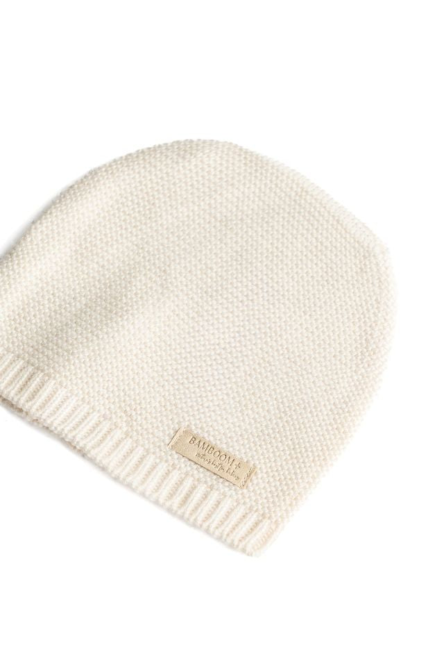 Cappellino Knitted WARM WHITE, Berretto in viscosa di bambù, poliamide, lana e cachemere, Bamboom