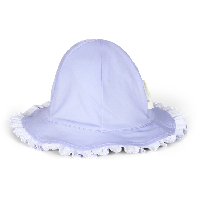 Cappellino lilla fantasia fiorellini bianchi con volant, Little Dutch