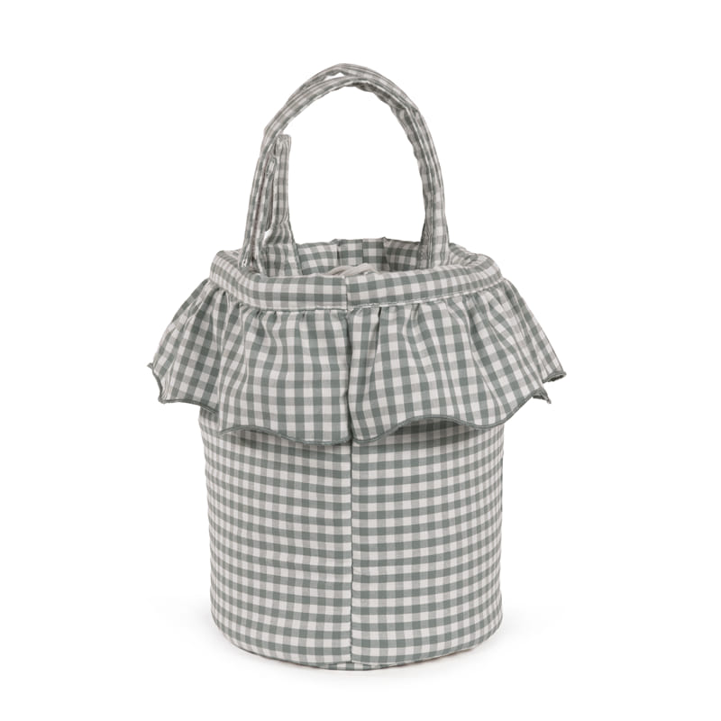 Cesto Organizer Pralinè Vichy Verde Matcha per passeggino di Walking Mum,