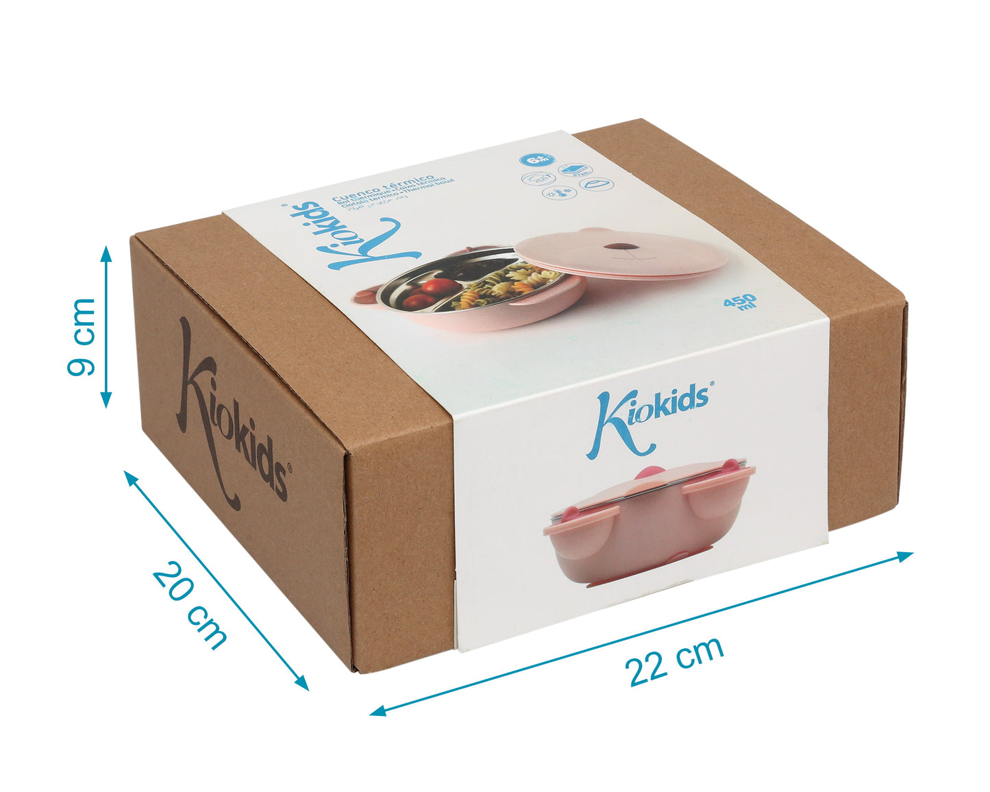 Ciotola termica con 3 scomparti, 450 ml Kiokids