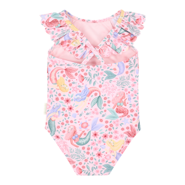Costume intero da bagno bimba fantasia sirene con volant, Little Dutch