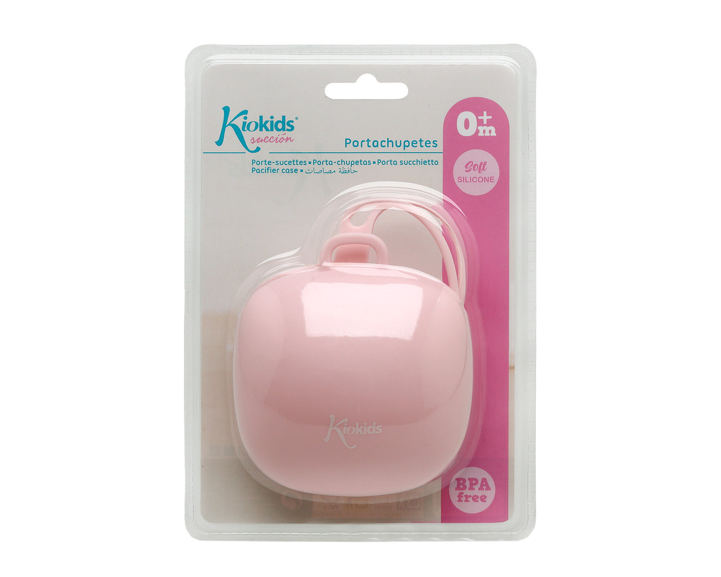 Porta succhietto in silicone soft, rosa o azzurro, Kiokids