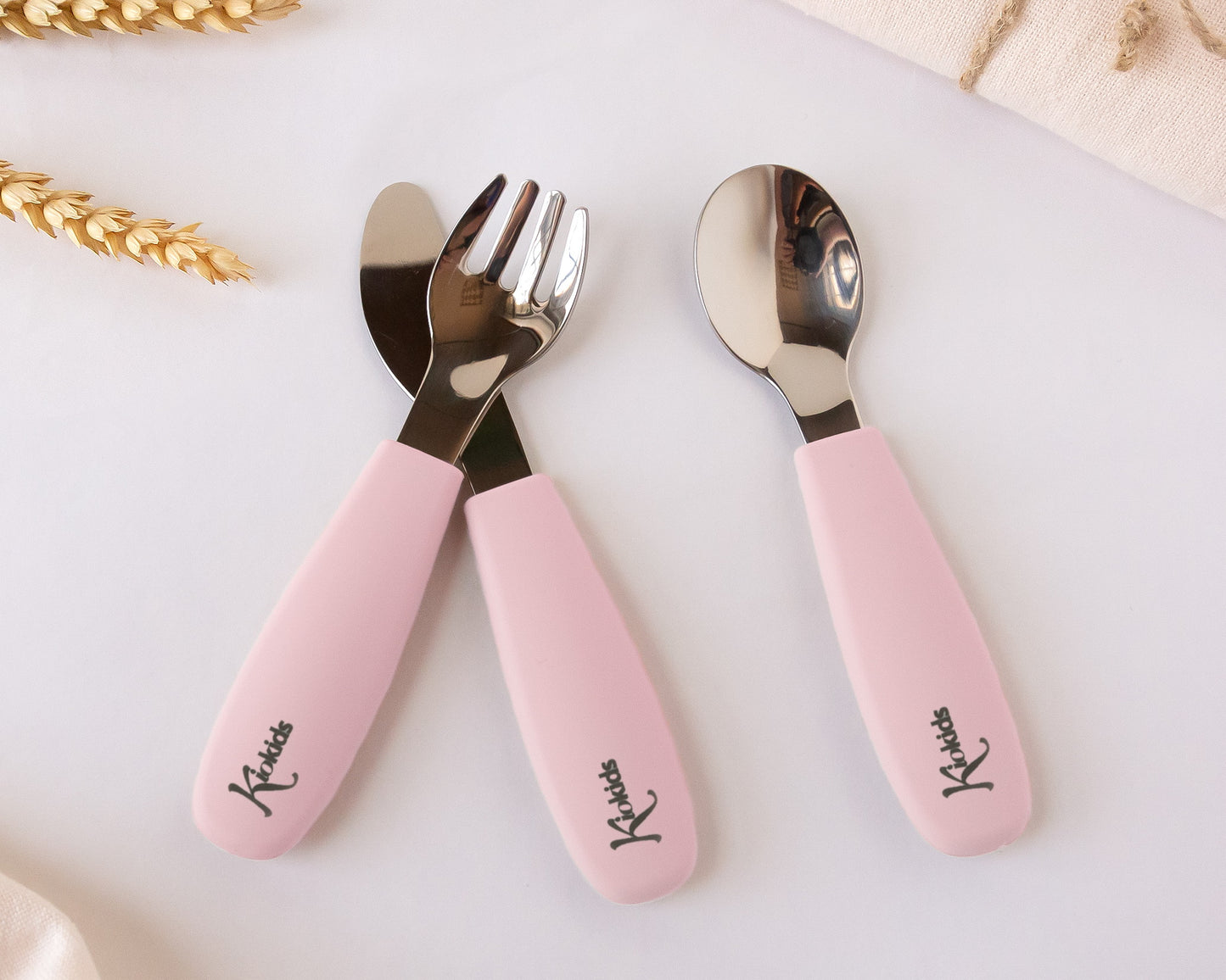 Set di posate in acciaio inossidabile e silicone di alta qualità, Kiokids