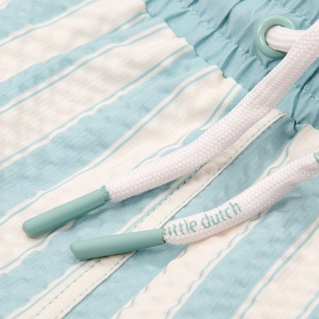 Shorts da bagno bimbo a righe beige e verde salvia, Little Dutch