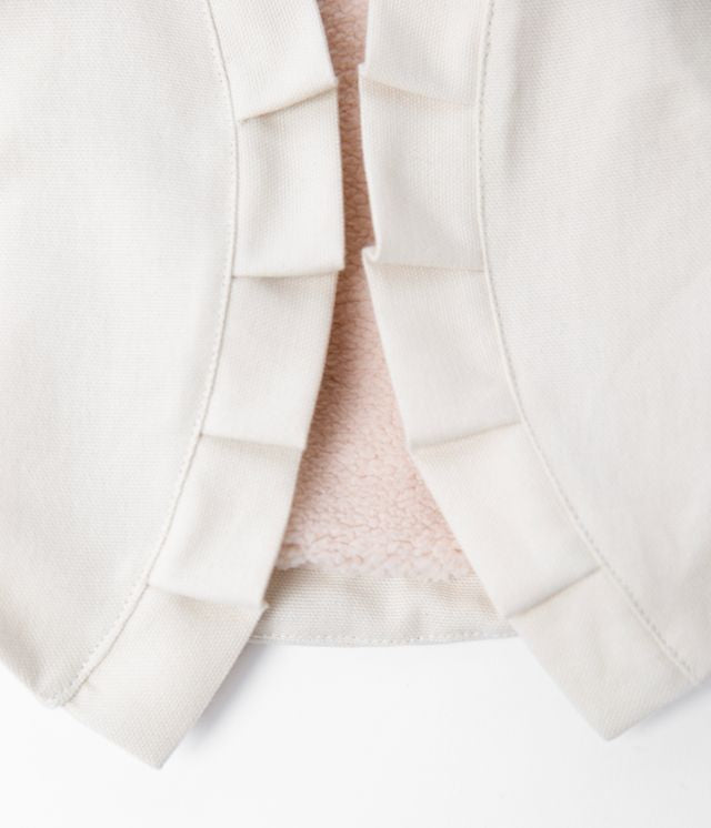 Smanicato bimba WARM WHITE, con volant, Bamboom