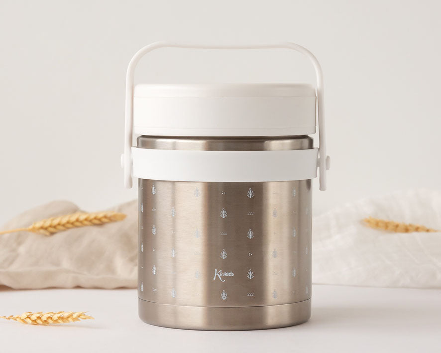 Thermos pappa in acciaio inox, 1000 ml, con 2 contenitori 300+400 ml, Kiokids
