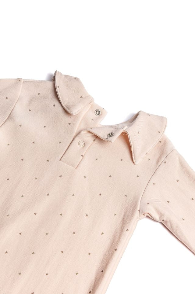 Tutina bimba con colletto HEARTS, maniche lunghe, in viscosa di bambù Bamboom