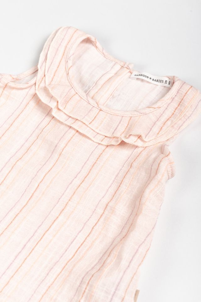 Vestito smanicato rosa a righe STRIPE PINK, 100% Cotone, Bamboom