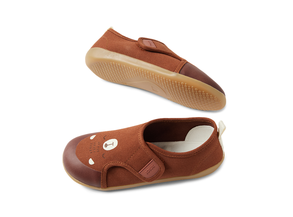 Bobux indoor, scarpe da interno, suola in gomma, nook bear mocha