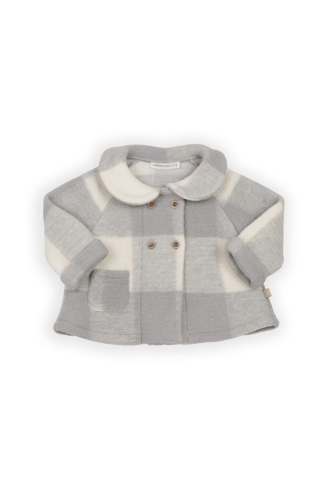 Cappotto per bimba in lana cotta, colore grigio, Bamboom