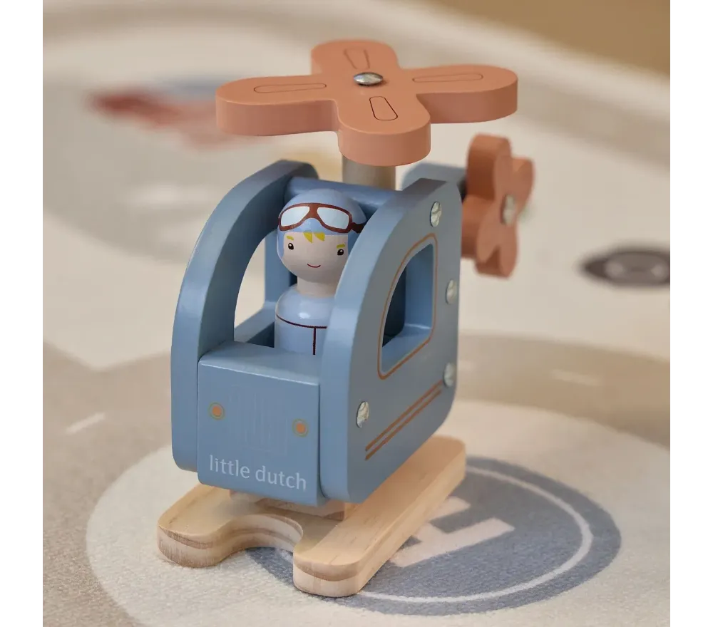 Elicottero con personaggio in legno,Helicopter, Little Dutch