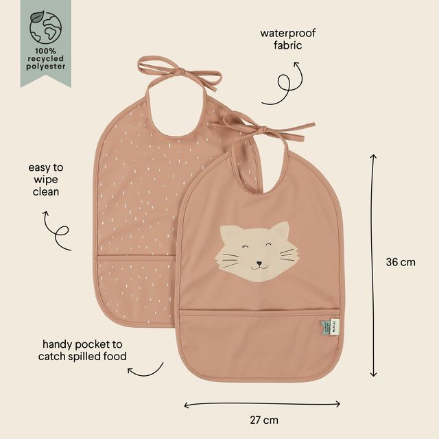 Set bavaglini waterproof, 2 pezzi, rosa fantasia Mrs Cat, Trixie
