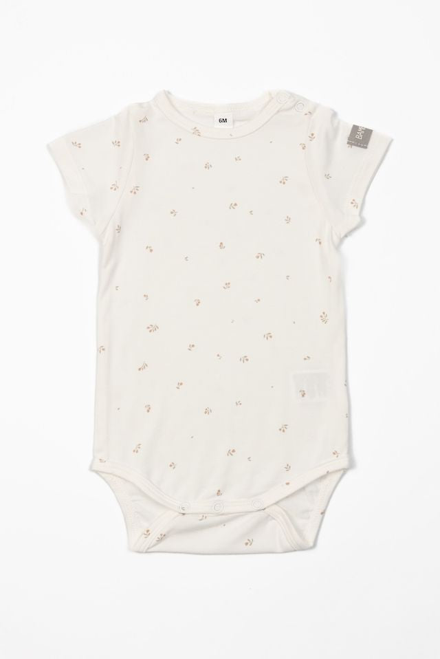 Confezione da 2 Body manica corta rosa/bianco con fantasia tulipani, in fibra di bambù Bamboom
