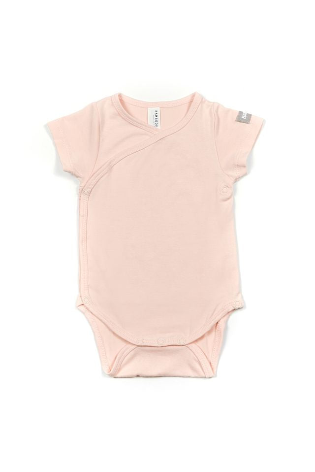 Confezione da 2 Body manica corta rosa/bianco con fantasia tulipani, in fibra di bambù Bamboom