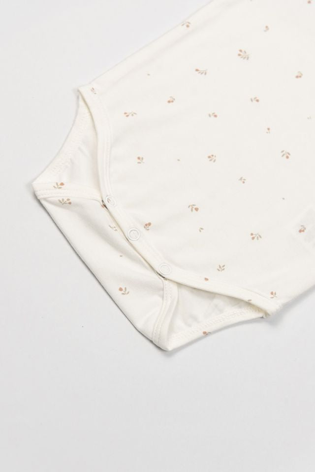 Confezione da 2 Body manica corta rosa/bianco con fantasia tulipani, in fibra di bambù Bamboom