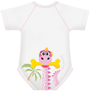 body mezza manica con disegno dinosauro rosa