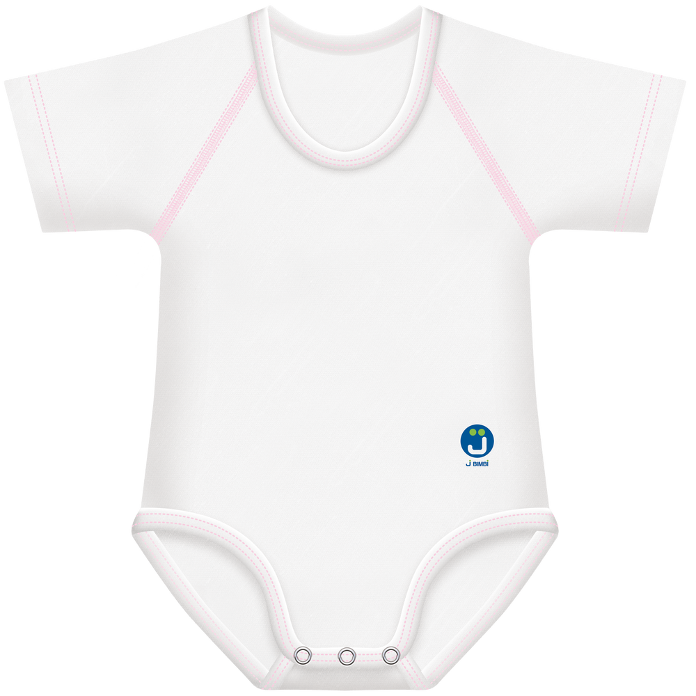 fronte del body bianco con impunture rosa