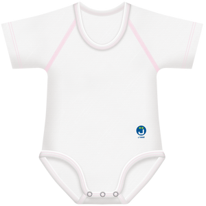fronte del body bianco con impunture rosa