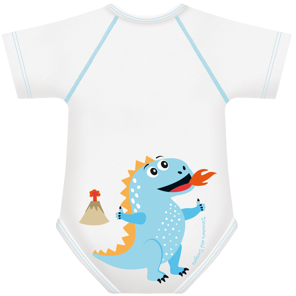 Body neonato 4 stagioni, taglia unica 0-36 mesi, J Bimbi - Collezione Dinosauri e Draghi - Drago Blu