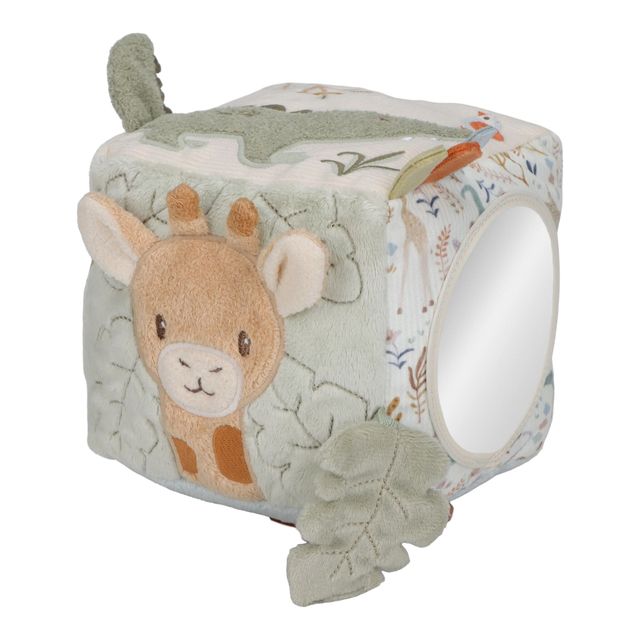 Cubo di attività morbido multisensoriale a tema Safari Friends, Little Dutch