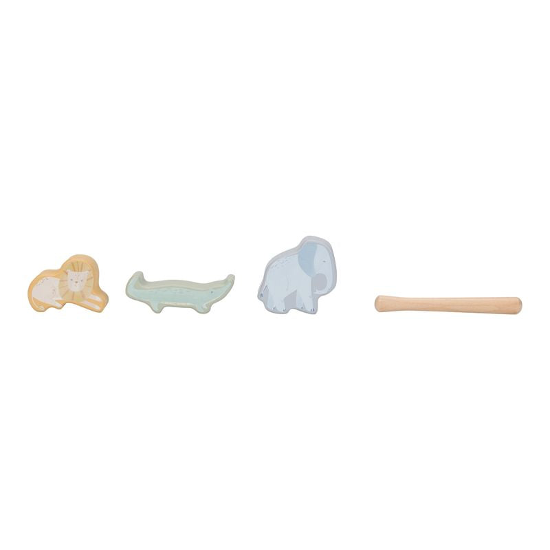 Activity Cube, Hexagon Shape, Cubo esagonale multiattività vari incastri in legno, Safari Friends, Little Dutch
