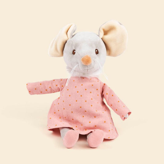 Topina di peluche di cotone con elegante vestito rosa con pois