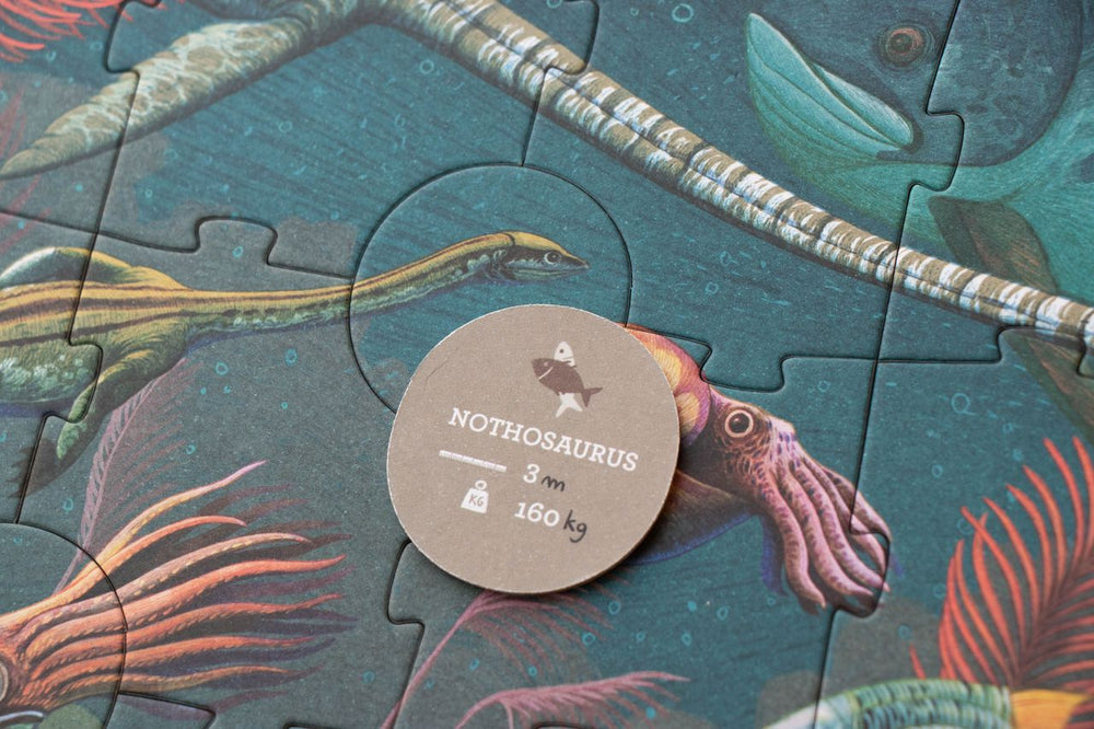 Retro della tesserina con caratteristiche del dinosauro