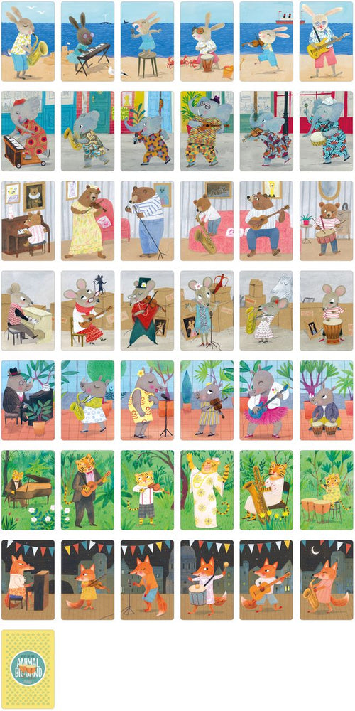 42 carte della famiglie di musicisti raggruppate 