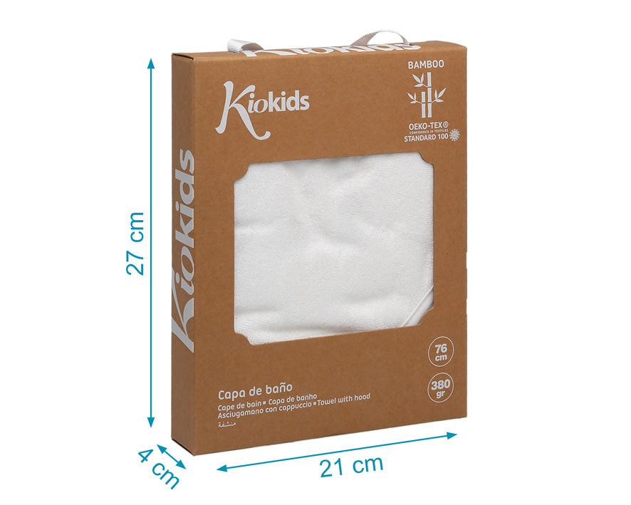 Asciugamano con cappuccio 100% bambù, Kiokids