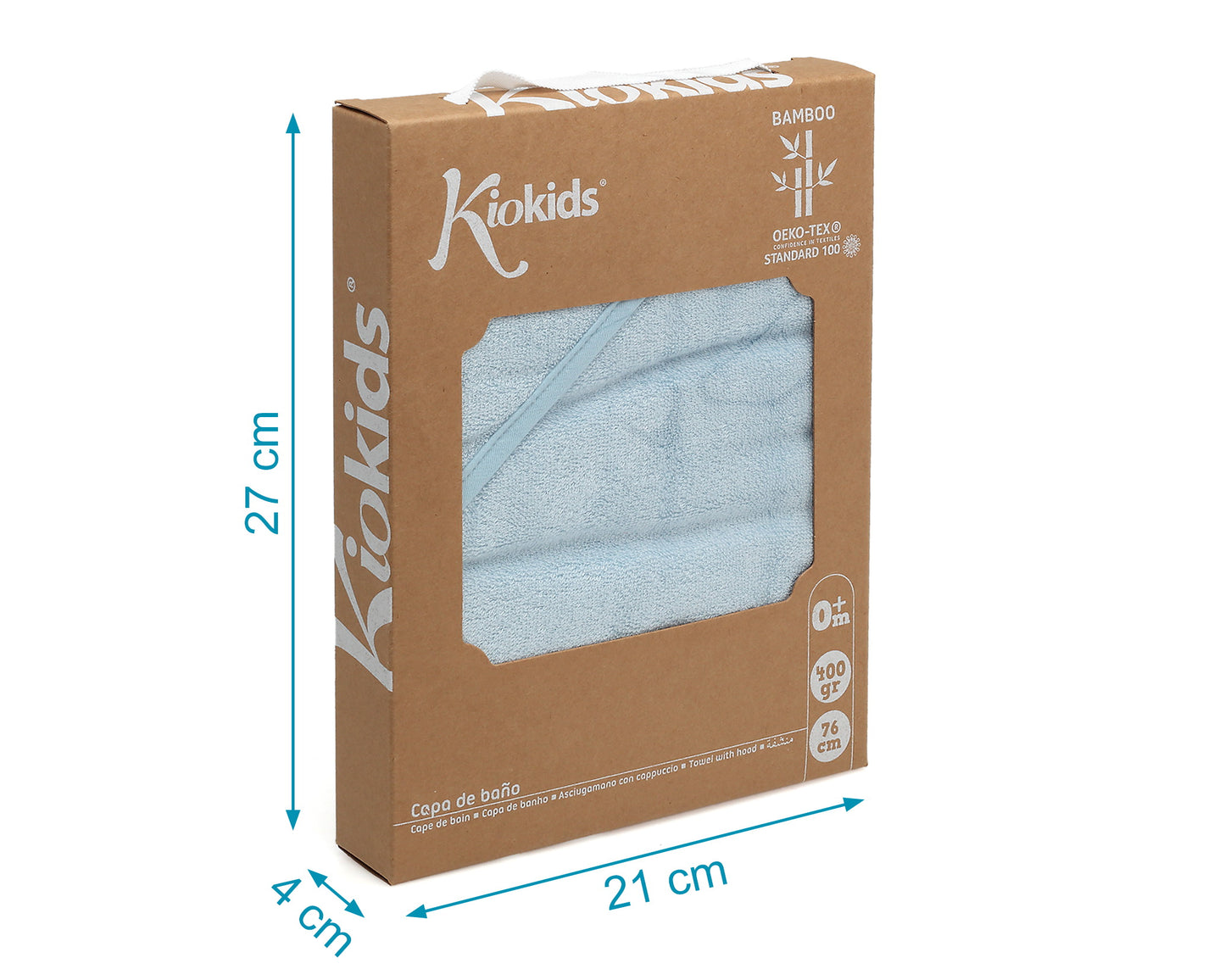 Asciugamano con cappuccio 100% bambù, Kiokids