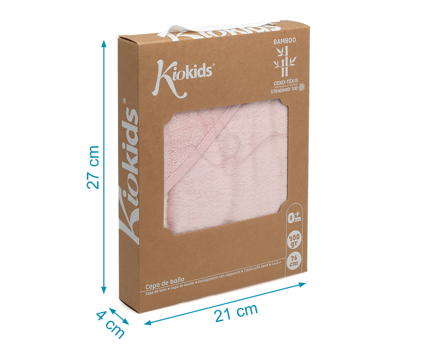 Asciugamano con cappuccio 100% bambù, Kiokids