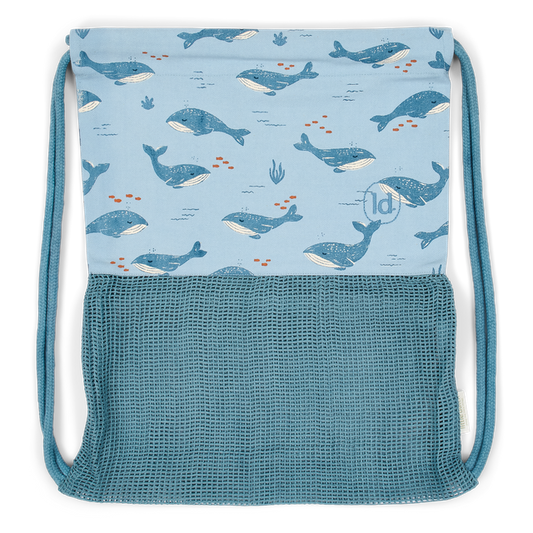 Beach bag bimbo con retina, fantasia balena, Little Dutch