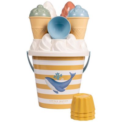 Set da spiaggia GELATO, Beach set, gioco per bambini, a righe fantasia balena blu, Little Dutch
