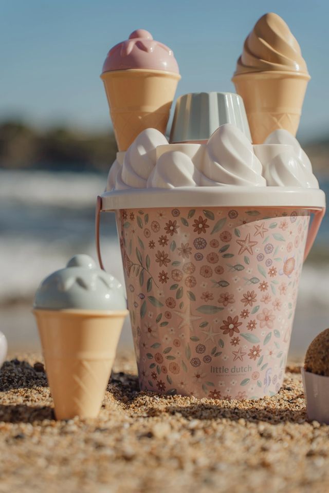 Set da spiaggia GELATO, Beach set, gioco per bambini, rosa fantasia fiori, Little Dutch