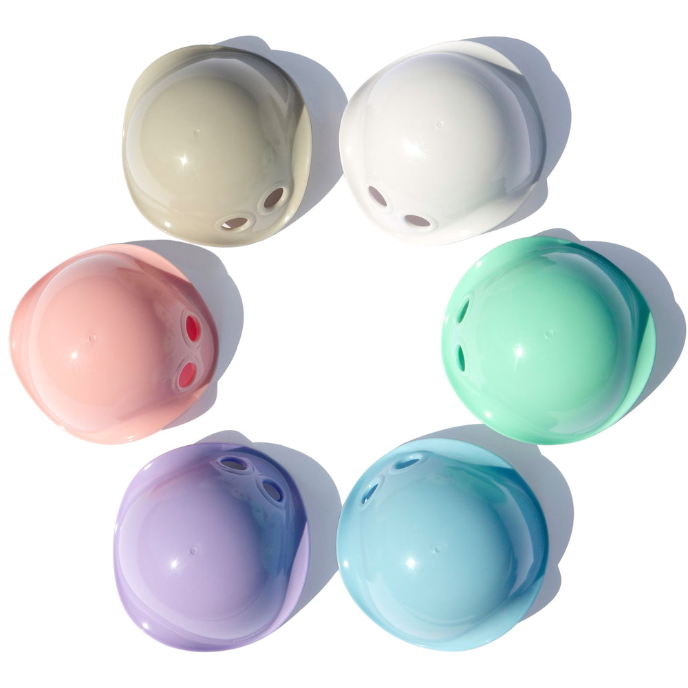 MINI Bilibo-gioco innovativo e versatile. In foto la Pastel Collection: sei Mini Bilibo bianco, azzurro, verde, grigio, rosa e viola nei toni pastello. Hanno la forma di una conchiglia