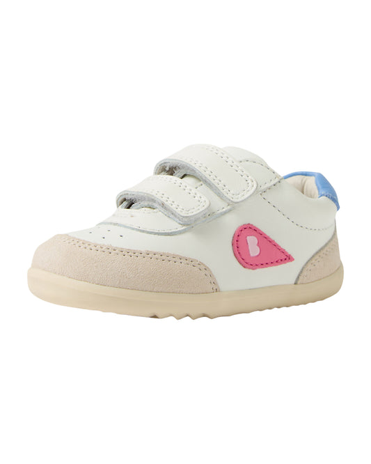 Bobux Step Up Champ scarpe primi passi in pelle, chalk white pink lemonade