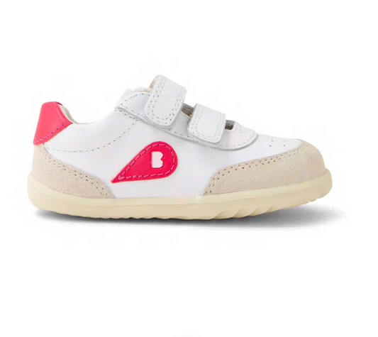 Bobux Step Up Champ scarpe primi passi in pelle, Chalk- Radiant Raspberry