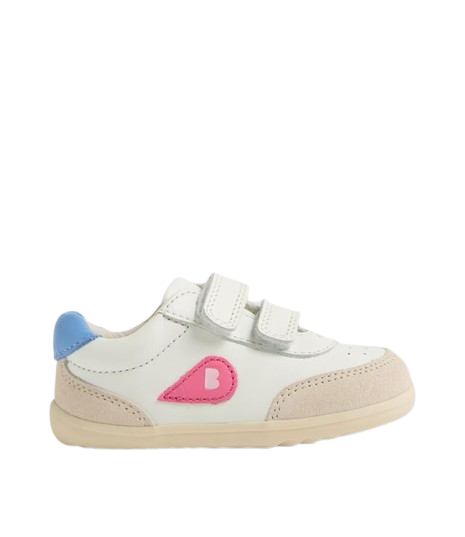 Bobux Step Up Champ scarpe primi passi in pelle, chalk white pink lemonade