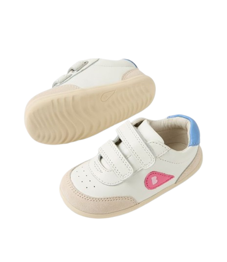 Bobux Step Up Champ scarpe primi passi in pelle, chalk white pink lemonade