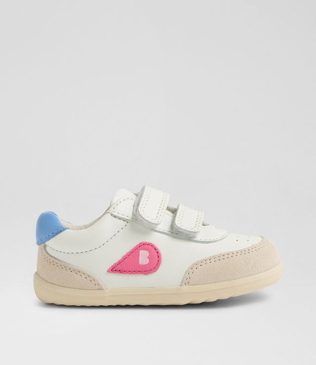 Bobux Step Up Champ scarpe primi passi in pelle, chalk white pink lemonade