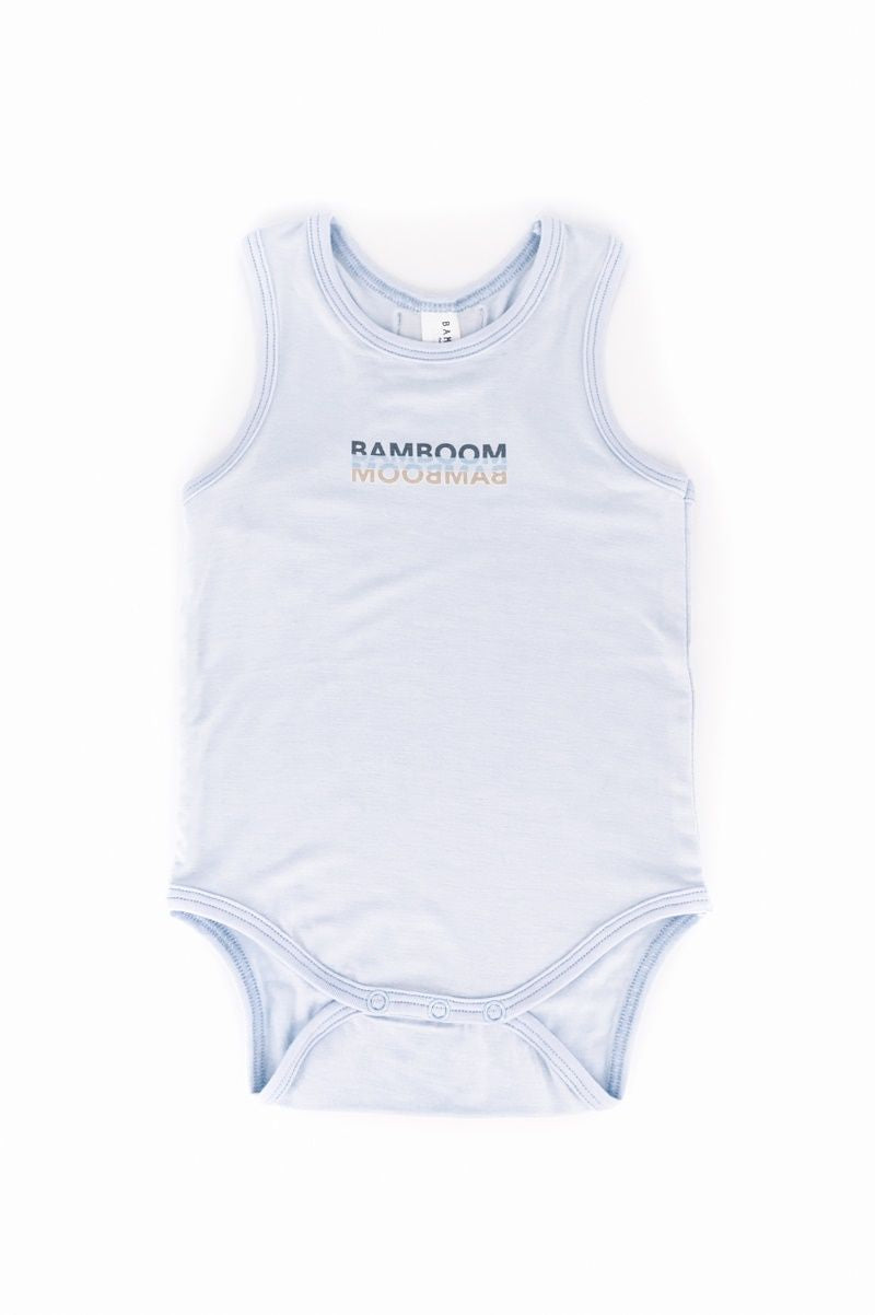 Body Canottiera azzurro senza maniche con stampa logo Bamboom, Bamboom
