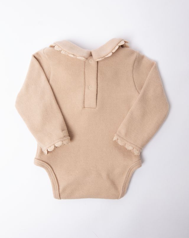 Body con collo tondo e embroidery, SAND, Bamboom