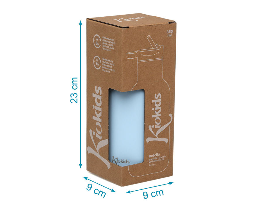 Borraccia termica in acciaio inox, rosa o azzurra, 350 ml, Kiokids
