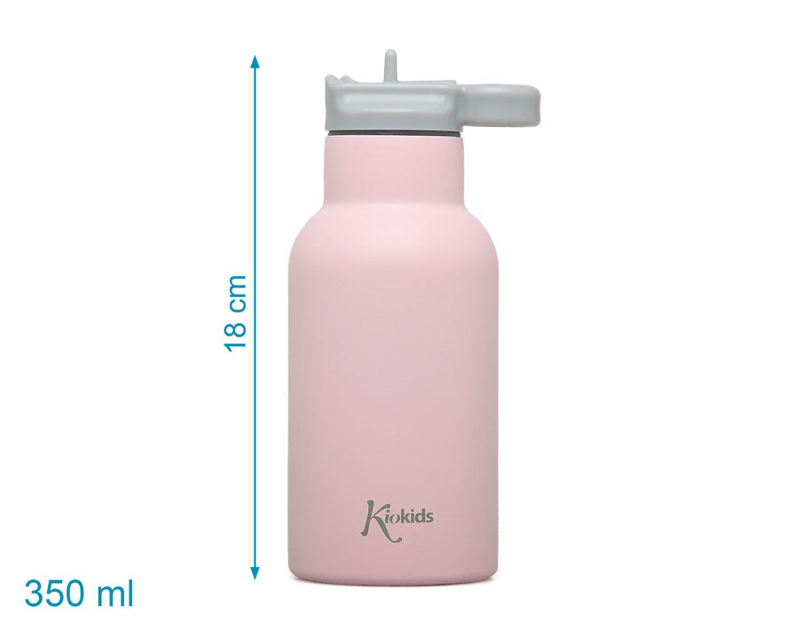 Borraccia termica in acciaio inox, rosa o azzurra, 350 ml, Kiokids