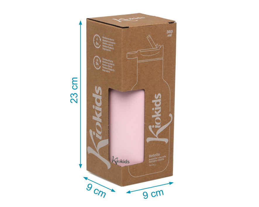 Borraccia termica in acciaio inox, rosa o azzurra, 350 ml, Kiokids