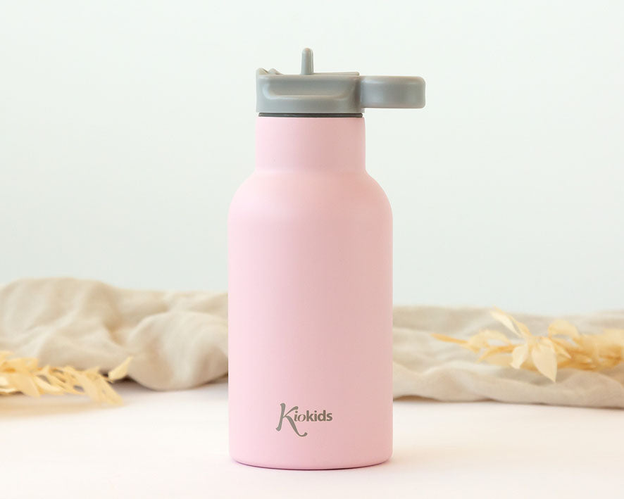 Borraccia termica in acciaio inox, rosa o azzurra, 350 ml, Kiokids