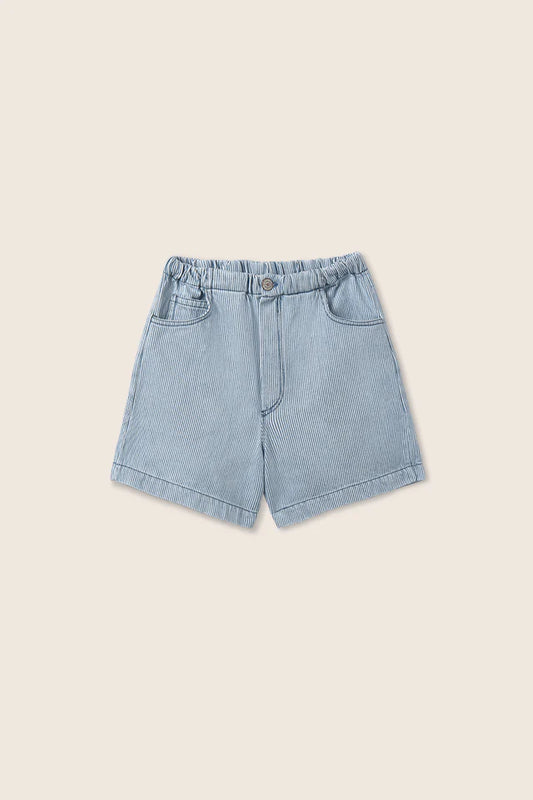 Pantaloncino CEDAR in denim azzurro a righe sottili blu, Cozmo