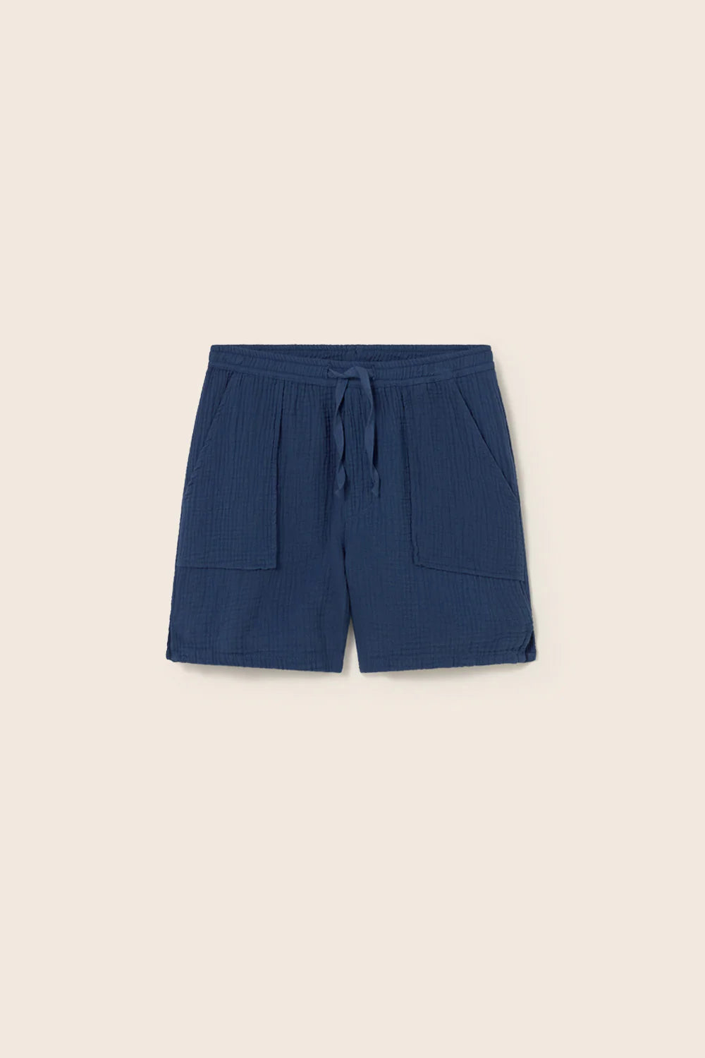 Pantaloncino COVE in garza di cotone organico blu, Cozmo
